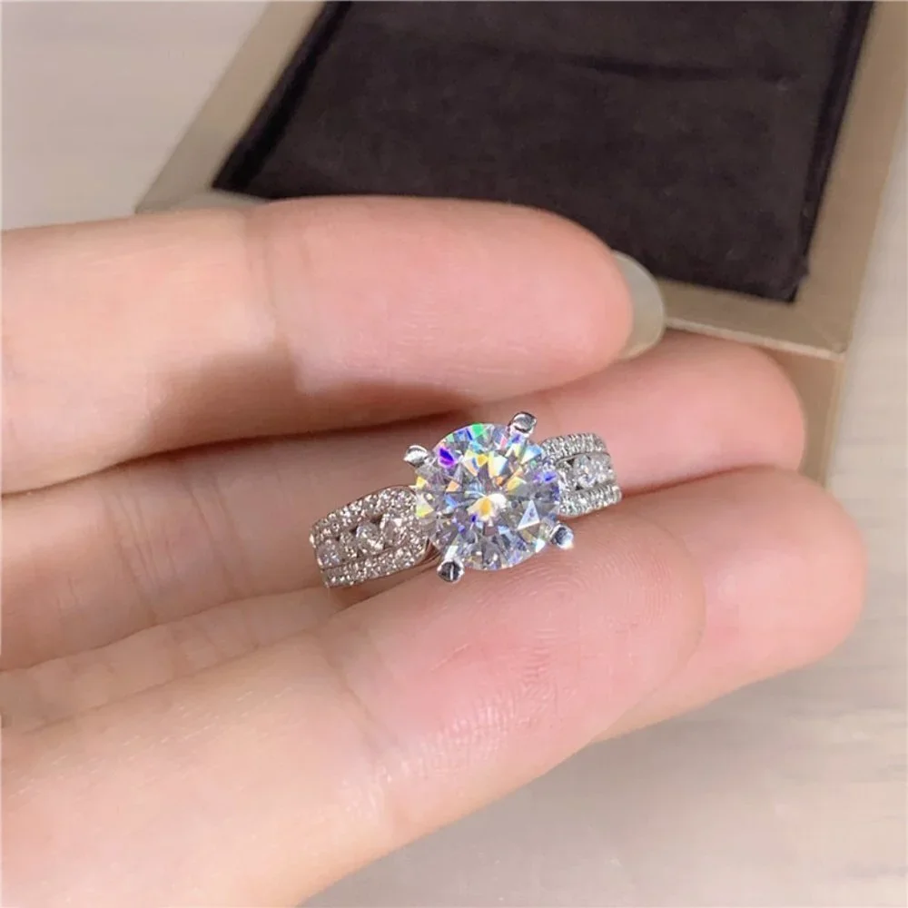 💍"Engagement Anillos Round Zircon Silver Plated Wedding  UNVN12053 - Picture 5 of 7